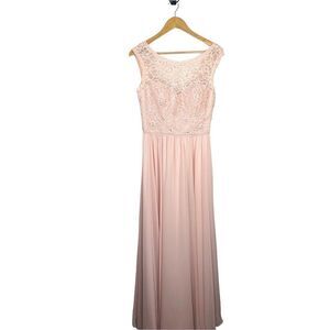 Mori Lee by Madeline Gardner Lace & Sequin Evening Long Dress Blush Pink Sz 10